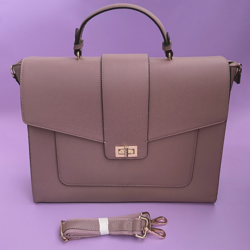 EaseGave 17" Laptop Briefcase Vintage Purple Saffiano Eco-Leather